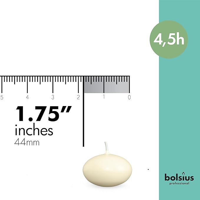 Bolsius Unscented 1.75" Floating Candles – Set of 60 Ivory Floating Candles – Cute and Elegant Burning Candles – Candles with Nice and Smooth Flame – Party Accessories