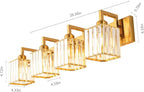 Modern Crystal Bathroom Vanity Light 4-Lights Gold Brushed Brass Finish Modern Crystal Wall Lamp Bathroom Vanity Lighting