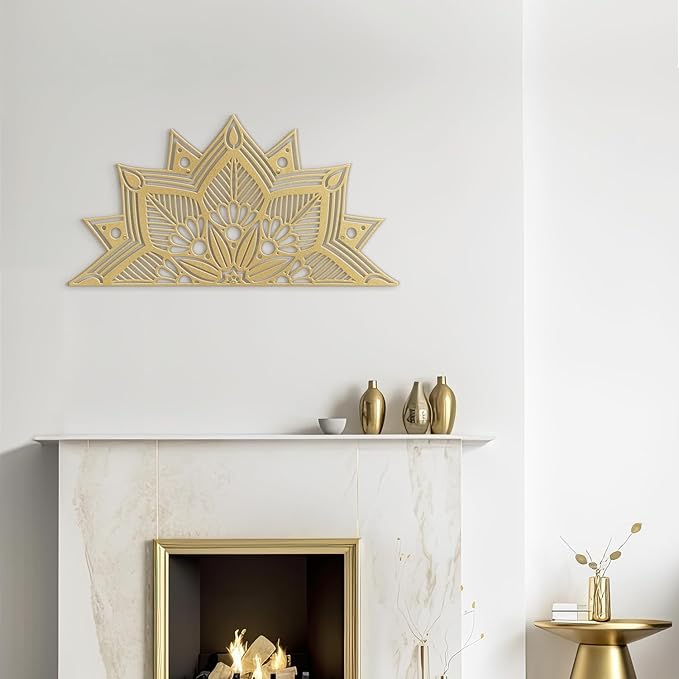 SIGNLEADER Metal Wall Art Decor Flower Minimalist Modern Abstract Wall Sculpture Hangings Home Decoration for Living Room, Bedroom, Bathroom, Kitchen, Outdoor - 36" Gold