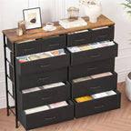 Large Dresser for Bedroom with 12 Deep Drawers, Tall Fabric Drawer Dresser, Chest of Drawers for Closet, Nursery, Living Room, Laundry, Entryway, Hallway (Black)