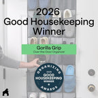 GORILLA GRIP Over the Door Shoe Organizer, 24 Large Breathable Mesh Pockets, Space Saving Hanging Storage Holder, Closet Rack Hanger Holds Up to 40 lbs, Hangs on Closets for Shoes, Accessories, Grey