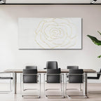 NBAODAN Minimalist Wall Decor Abstract Canvas Art Modern Artwork Living Room Wall Decorations White and Gold Art Flowers Picture 29x58 Inch