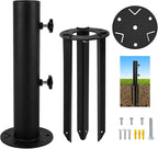 Patio Umbrella Stand Base, In-Ground Umbrella Holder, Grass Umbrella Ground Stake, Removable Inground Umbrella Stand Anchor with 3 Spike,DIY Umbrella Stand Parts for Deck,Lawn,Beach,Table