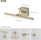 LED Picture Lights for Paintings Dimmable 15.5 Inch Long Hard-Wired Picture Frame Lights Gallery Wall Light with Adjustable Swing Arm Art Display Lamps 7W 3000K Warm White Antique Bronze