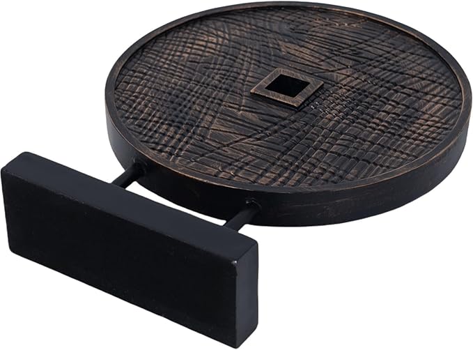 Unique Round Coin Sculpture Decorative Objects for Shelf Home Decor Accents, Modern Abstract Tabletop Decor Items for Living Room Fireplace Mantel, Above Cabinet (Black)