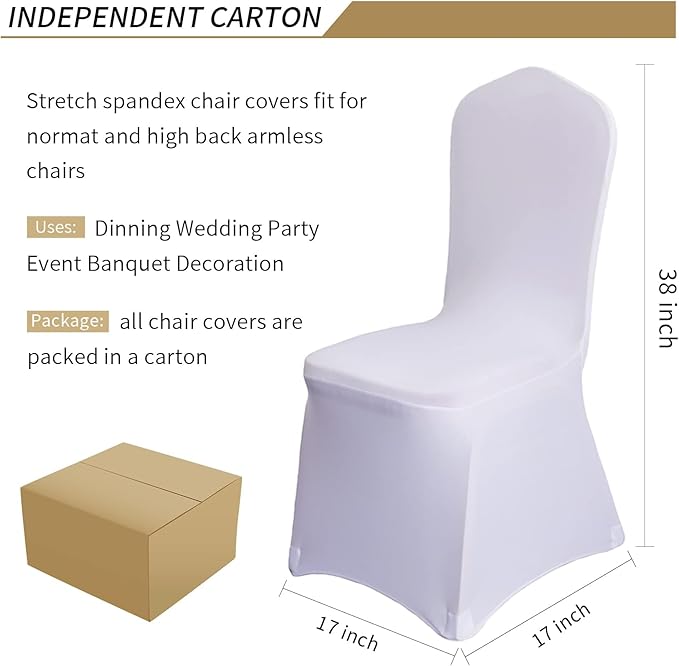 10 Pcs White Washable Removable Universal for Wedding Party Dining Banquet Polyester Spandex Stretch Slipcovers Chair Covers