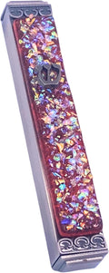 Sparkling Art Glass Mezuzah - Easy Mount Indoor or Outdoor - Weatherproof Metal Case - Gift Box and Non-Kosher Scroll Included - Hand Made in USA - Guaranteed for Life! (Translucent Orange)