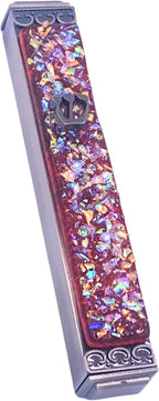 Sparkling Art Glass Mezuzah - Easy Mount Indoor or Outdoor - Weatherproof Metal Case - Gift Box and Non-Kosher Scroll Included - Hand Made in USA - Guaranteed for Life! (Translucent Orange)