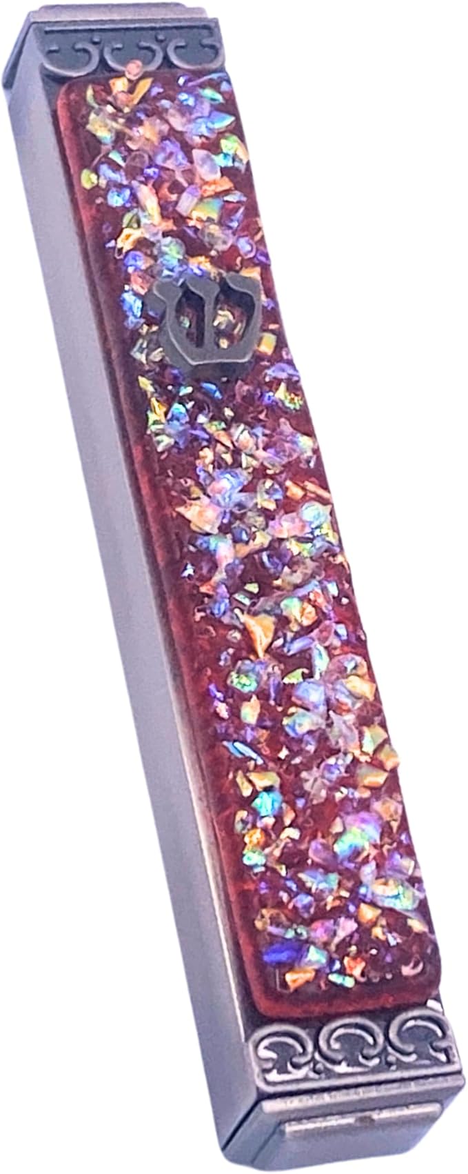 Sparkling Art Glass Mezuzah - Easy Mount Indoor or Outdoor - Weatherproof Metal Case - Gift Box and Non-Kosher Scroll Included - Hand Made in USA - Guaranteed for Life! (Translucent Orange)