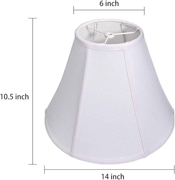 TOOTOO STAR Double White Lamp Shade Set of 2, Large Bell Lampshade for Floor Light and Table Lamp 6x14x10 inch, DIY Fabric Natural Linen Hand Crafted, Spider (White, 6x14x10 inch)