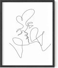 Y2K BOO Kissing Couple UNFRAMED Wall Art Romantic Intimacy Continuous Line Drawing 8x10 Inch Heavyweight Paper Modern Minimalist Love Studio Decor