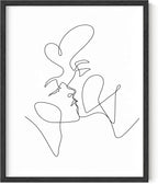 Y2K BOO Kissing Couple UNFRAMED Wall Art Romantic Intimacy Continuous Line Drawing 8x10 Inch Heavyweight Paper Modern Minimalist Love Studio Decor