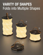 Portable Foldable Table Lamp with USB Rechargeable Battery, 3-Level Dimmable Touch Control Night Light, Folding Paper Lantern Light for Home Office Bedroom Reading (Black)