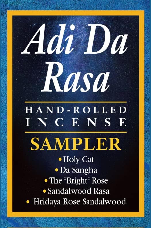 Adi Da Rasa 1 Pack Sampler (?Bright? Rose, Da Sangha, Holy Cat, Rose and Sandalwood) Incense, 25gms Natural Hand Rolled for Purification, Relaxation, Positivity, Yoga, Meditation, Made in India