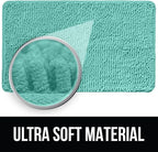 KANGAROO Bathroom Rugs, Chenille Soft Absorbent Bath Rug, Shaggy Shower Mat, Quick Dry Machine Wash Bathmat, Plush Carpet Mats for Tub, Bathtub and Room Home Decor Accessories, 36x24, Turquoise