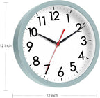 AKCISOT Wall Clock, Modern Small Wall Clocks Battery Operated 12 Inch, Silent Non-Ticking Analog Classic for Office, Home, Bathroom, Kitchen, Bedroom, School(Blue Gray)