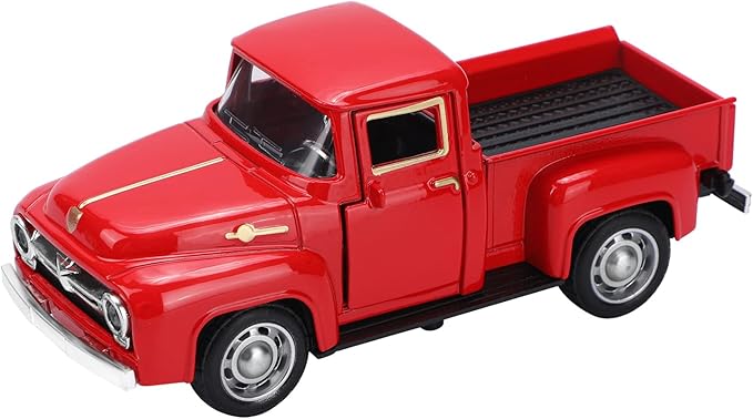 Christmas Red Truck Decor with Xmas Tree and Gifts Bags Little Red Pickup Metal Vehicle Vintage Christmas Decorations Rustic Farmhouse Table Decor Tiered Tray decor kitchen Shelf Decor Home Decor
