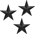JoyEvy 12" Black Barn Star Wall Decor,Metal Stars Rustic Vintage Western Country Farmhouse Home Indoor or Outdoor Wall Decoration,Texas Stars for House Art Décor(Set of 3)