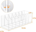 JASGOOD Acrylic Belt Organizer for Closet- 7 Compartments Clear Storage Container Display Holder for Belts, Ties, Watches, Bracelets, Jewelry,Make up and Accessories