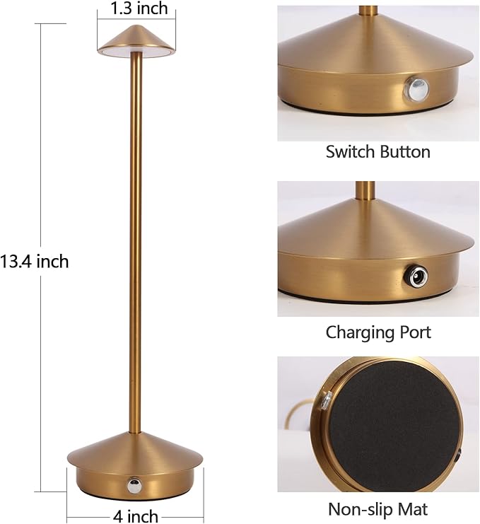 Cordless Table Lamp 2 Pack, Portable Led Desk Lamp 6000mAh Battery Operated Table Lamp, Mordern Rechargeable Night Light in Aluminum, Dimmable Table Light for Indoor Outdoor