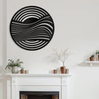 SIGNLEADER Metal Wall Art Decor Black Circle Stripes Minimalist Modern Abstract Wall Sculpture Hangings Home Decoration for Living Room, Bedroom, Bathroom, Kitchen, Outdoor - 30" Black