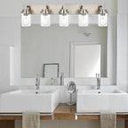 MELUCEE 5-Light Bathroom Vanity Light Brushed Nickel Finish with Clear Glass Shade, Modern Wall Mount Light Fixtures for Bedroom Powder Room Hallway