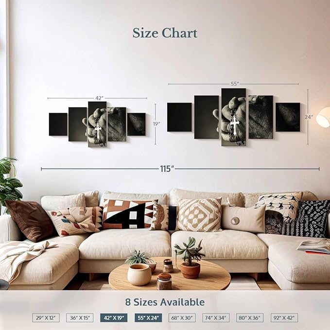 Elephant Stock Christian Prayer Canvas - 5 Panel Pictures Decor - Digital Design Canvas Print - Christian Wall Decor - 42" X 19"