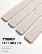 Fluxynara Cork Board Alternative Felt Strip Board 8-Pack 13"x2", Office Pin Board with 50 Push Pins, Adhesive Install for Bedroom Door & Home Office(Oatmeal)