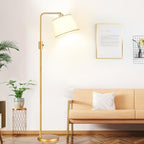 【Upgraded】 Dimmable Floor Lamp, 1000 Lumens LED Edison Bulb Included, Arc Floor Lamps for Living Room Modern Standing Lamp with Shade, Tall Lamps for Living Room Bedroom Office Dining Room - Gold
