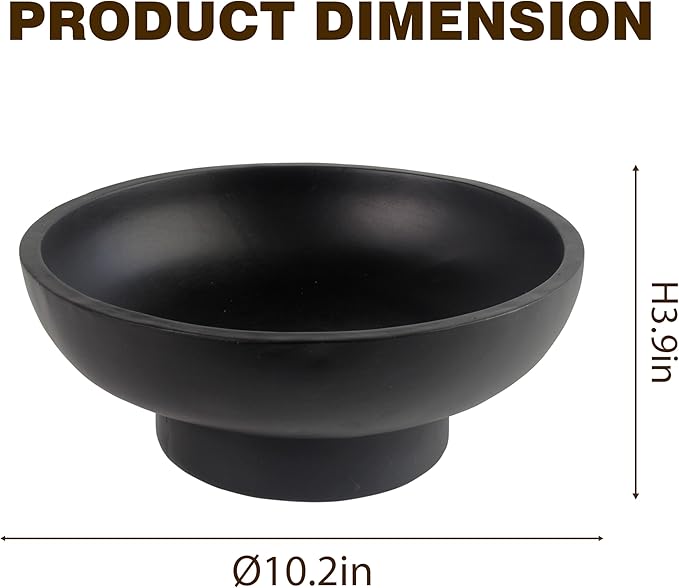 Modern Decorative Fruit Bowl for Keys Entryway Table, Holder Kitchen Countertop Minimalist Home Decor Accents Aesthetic With Pedestal,Black