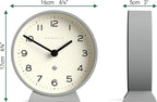 NEWGATE® M Mantel Echo Desk Clock | Modern Round Design | Posh Gray | Easy to Read Numbers | Contemporary Style for Desk, Table, Shelf or Bedside