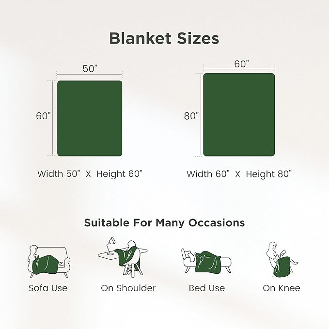 Sophia & William Throw Blanket for Couch Sofa(50x60 Inches) - Reversible Fluffy Soft Blanket, Gifts for Women, Green