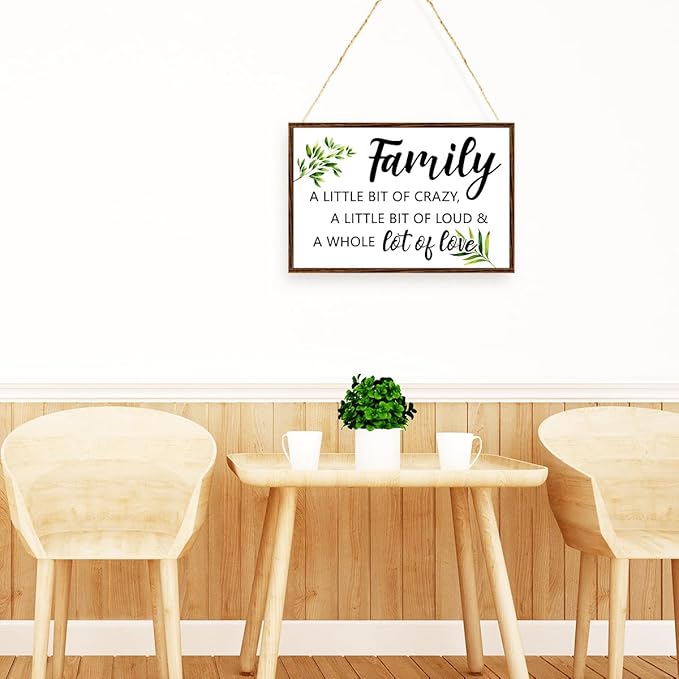 Family a Little Bit of Crazy Sign Wood Plaque Wall Decor,Rustic Family Hanging Wooden Signs Wall Pediments for Home Front Door Wall Decor