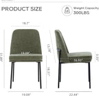 COLAMY Dining Chairs Set of 2, Modern Dining Chairs, Fabric Upholstered Dining Chairs, Kitchen Chairs with Curved Back and Metal Legs for Dining Room Kitchen Restaurant, Green