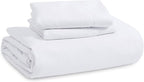 Bedsure Duvet Cover Queen Size with Fitted Sheet - 4 Pieces Prewashed Cotton-Like Extra Soft Bedding Set, Includes 1 Duvet Cover 90x90 Inches with Zipper Closure, 2 Pillow Shams, 1 Fitted Sheet, White