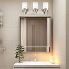 MELUCEE 3-Light Vanity Lights Brushed Nickel with Clear Glass Shade, Modern Bathroom Light Fixtures Industrial Wall Light for Bedroom Kitchen Living Room