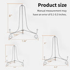 Iron Plate Stands for Display, Foldable Book Holder & Easel Stand for Sign, Versatile Poster Stand and Small Plate Stand for Home Decor, Art, Photo Frame, Card, Crystal Display (Silver, 4 6 8 inch (6Pcs))