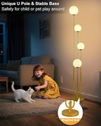 63IN 4-Light Dimmable Floor Lamp, Unique Candle Holder Style Gold Tall Standing Lamps with 3000K G9 Bulbs for Reading, Mid Century Modern Floor Lamp for Living Room Bedroom Home Office