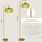 Gold Floor Lamps for Living Room Vintage Floor Lamp with Remote Control & Green Glass Lampshape,Dimmable Floor Lamp Mid Century Modern Standing Lamp Brass Tall Floor Lamps for Bedroom Corner