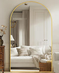 Antok Full Length Mirror, 88"x44" Oversized Floor Mirror Freestanding, Full Body Mirror Floor Standing Mirrors with Stand, Hanging Mounted Mirrors for Living Room Cloakroom,Gold,Arched Style