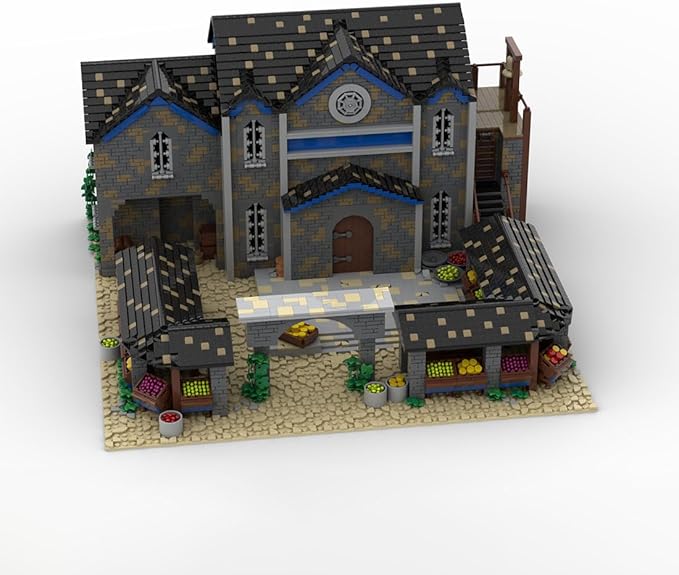 MOC-201061 Medieval Village Market Building Set, Modular Building Model Set 8036PCS for Adults, Collectible Display Model Gift (8036PCS)