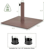 Tangkula 35 LBS Patio Umbrella Base, 20 Inches Heavy Duty Umbrella Stand, Square Umbrella Base w/Non-Slip Pads, Tightening Knob & 2 Adapters, Outdoor Umbrella Stand for Yard, Poolside, Garden (Brown)