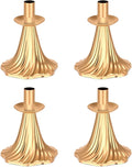 Taper Candle Holders Set of 4 - Victorian Style Gold Vintage Modern Decor, Table Mantel Centerpiece for Wedding Housewarming