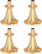 Taper Candle Holders Set of 4 - Victorian Style Gold Vintage Modern Decor, Table Mantel Centerpiece for Wedding Housewarming