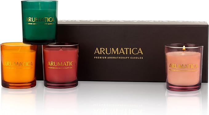 Premium Aromatherapy Candle Set | Stress Relief Soy Wax Candles with Relaxing Scents | Scented Candles for Home Yoga, Meditation & Spa | Luxury Candle Gift Set (4 Pack, 5oz Each) Total 20oz