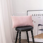 12x20 Pink Throw Pillow Covers: 2 Pack Original Striped Velvet Rectangular Decorative Pillow Cases for Farmhouse Couch