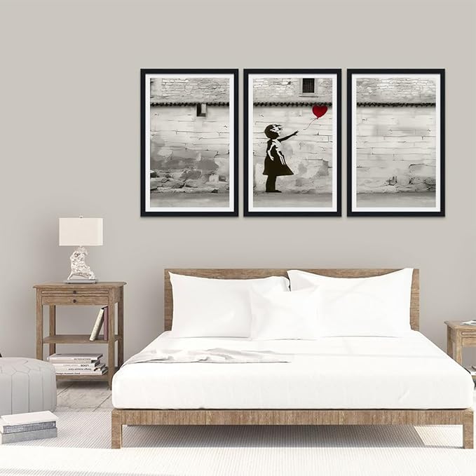 Novatique Colorful Graffiti Wall Art Banksy Canvas Wall Art Abstract Artwork Graffiti Street Print Pictures for Bedroom Living Room Office,24" x 36" x 3pcs