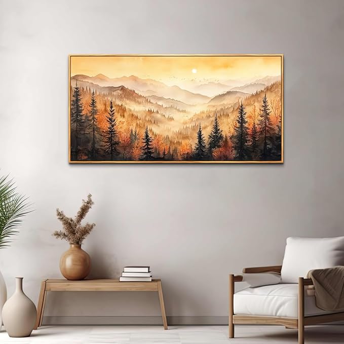 FUHAIHUA Wood Framed Canvas Wall Art For Living Room Wall Decor For Bedroom Office Wall Decoration Forest Landscape Paintings Farmhouse Pictures Artwork Room Aesthetic Home Decor 20x40 In