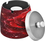 Rose Glitter Ashtray with Lid, Outdoor Ashtrays for Patio, Stainless Steel Ashtray Odorless Smokeless for Home Office Balcony