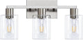 3-Light Vanity Lights,Brushed Nickel Vanity Light,with Clear Glass Shade for Bathroom Light Fixtures, Bathroom Light Fixtures Over Mirror